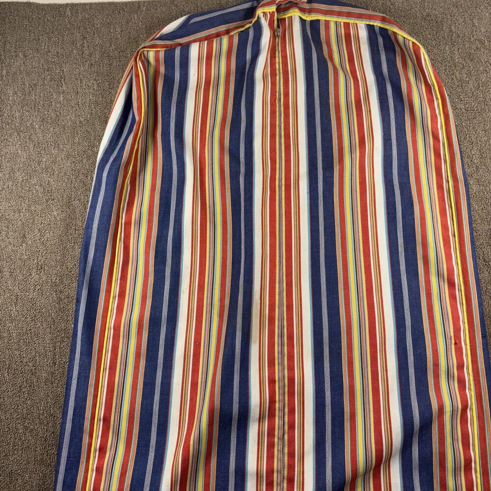 Vintage 80s Garment Cover Custom Made Striped Talon Zipper Button Full Length